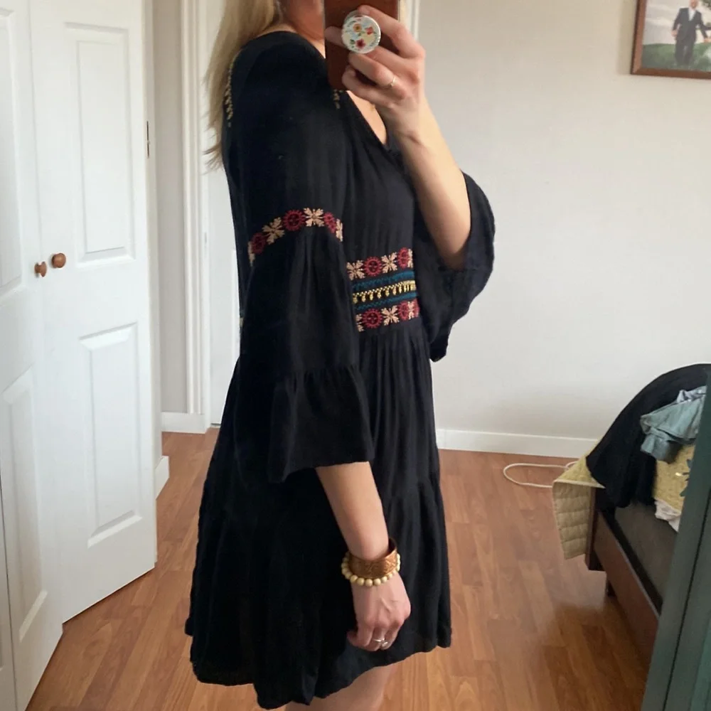 American eagle black festival dress. Embroidered - Picture 3 of 5